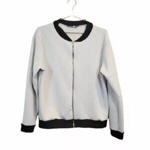 Boohoo | Full Zip Up Bomber Light Weight Jacket Blue Gray Black